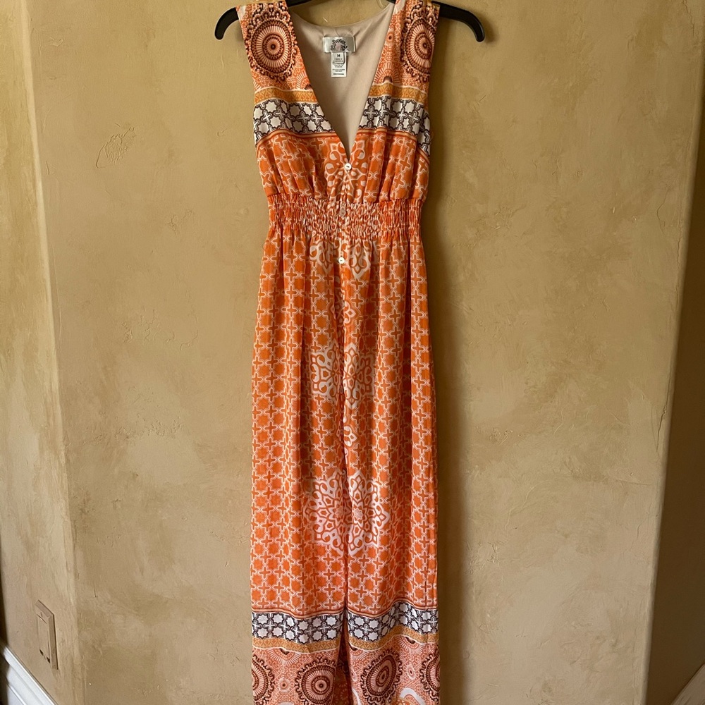 Sweet storm orange floral/tribal print Maxi dress